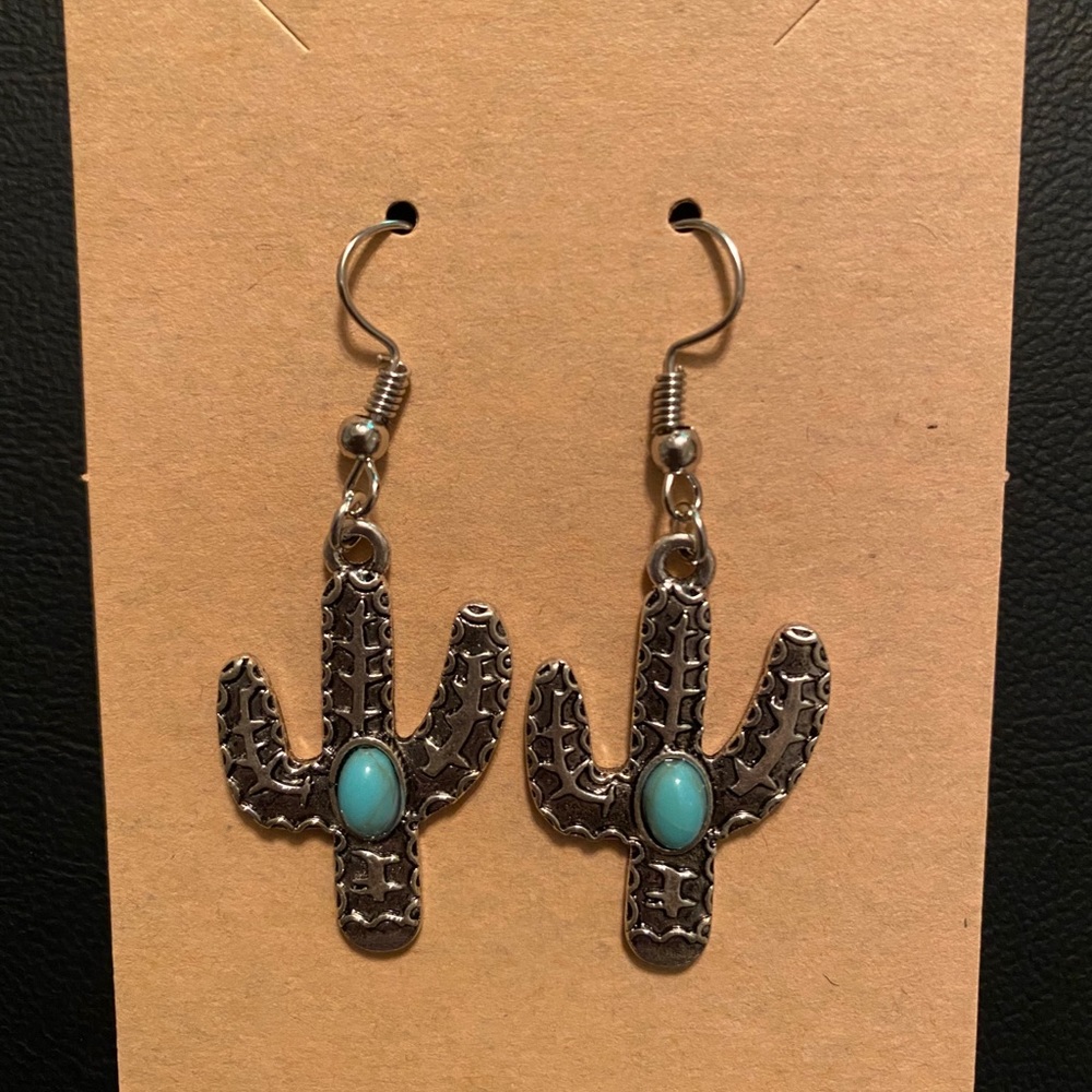 Cactus and turquoise earrings